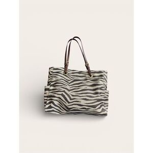 Michael Kors Jet-Set Brown Zebra Print Canvas Tote w/Gold Interior